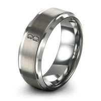 Roller Derby – Tungsten Wedding Band, 8 mm, Gunmetal, Grey Comfort-Fit Unisex