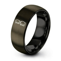 Engagement Rings Sets His And Hers – gunmetal & black tungsten roller derby ring