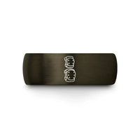 gunmetal & black tungsten roller derby wedding band