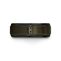gunmetal & black tungsten roller derby wedding band