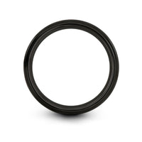 roller derby engraving on gunmetal & black tungsten wedding band