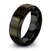 Roller Derby – Tungsten Wedding Band, 8 mm, Gunmetal, Grey Comfort-Fit Unisex