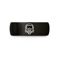matching couple rings set – black tungsten scba mask wedding band