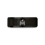 couples rings with engraving – black tungsten upright piano wedding band
