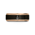 wedding bands for couples – black & rose gold tungsten yucca spike wedding band
