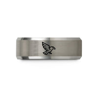 men's tungsten wedding band – black & grey tungsten eagle flight wedding band