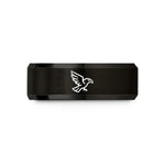 unique men's engagement ring – black tungsten eagle flight wedding band