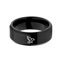 engraved rings for him – black tungsten eagle flight wedding band