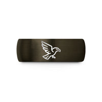 stylish rings for him – gunmetal & black tungsten eagle flight wedding band