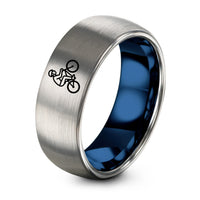 Engagements Rings for Men – blue & silver tungsten wheelie rider ring