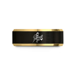 tungsten bands for couples – black & gold tungsten first dance dip wedding band