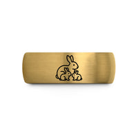 women's engagement bands – gold & silver tungsten rabbit family wedding band