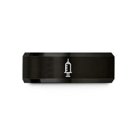 wedding bands for couples – black tungsten syringe wedding band