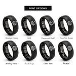 font options for inside engraving on black engineer badge rings