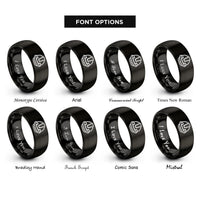 font options for inside engraving on black engineer badge rings