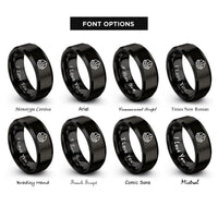 font options for inside engraving on black engineer badge rings