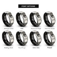 font options for inside engraving on black & grey engineer cap rings