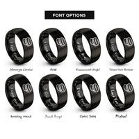 font options for inside engraving on black engineer cap rings