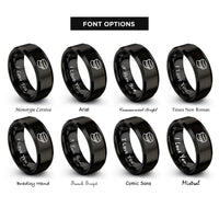 font options for inside engraving on black engineer cap rings