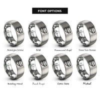 font options for inside engraving on silver engineer cap rings