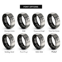 font options for inside engraving on black & grey engineer castle rings