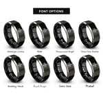 font options for inside engraving on black & silver engineer castle rings
