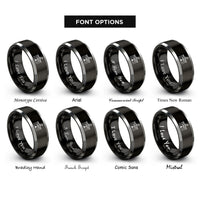 font options for inside engraving on black & silver engineer castle rings