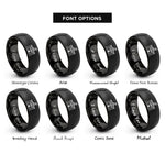 font options for inside engraving on black engineer castle rings