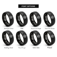 font options for inside engraving on black engineer castle rings