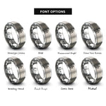 font options for inside engraving on silver engineer castle rings
