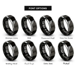 font options for inside engraving on black & gray engineers square rings