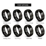 font options for inside engraving on black engineers square rings