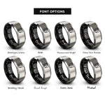 font options for inside engraving on black & grey england rings