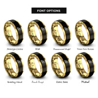 font options for inside engraving on black & gold england heart rings