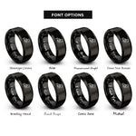 font options for inside engraving on black england heart rings