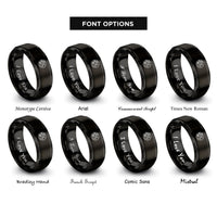 font options for inside engraving on black english breakfast rings