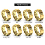 font options for inside engraving on gold english breakfast rings