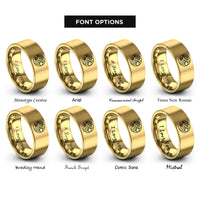 font options for inside engraving on gold english breakfast rings