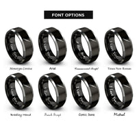 font options for inside engraving on black & grey english horn rings