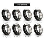 font options for inside engraving on black & silver english horn rings