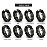 font options for inside engraving on black & grey english horn rings
