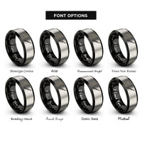 font options for inside engraving on black & silver english horn rings