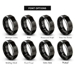 font options for inside engraving on black & silver english lop rings