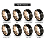 font options for inside engraving on black & rose gold english lop rings