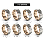 font options for inside engraving on rose gold & grey english lop rings