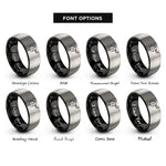 font options for inside engraving on black & grey english saddle rings