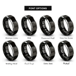 font options for inside engraving on black & gray english saddle rings