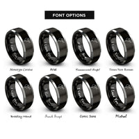 font options for inside engraving on black & gray english saddle rings