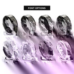 font options for inside engraving on black & silver english saddle rings
