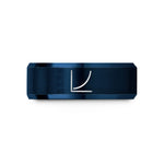 engraved wedding band him – blue tungsten exponential curve wedding band
